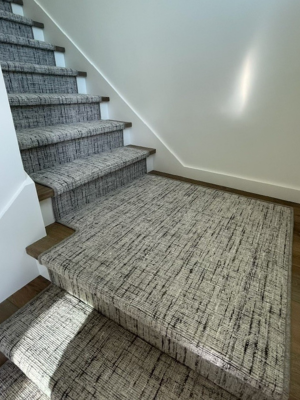 Grey patterned stair runner