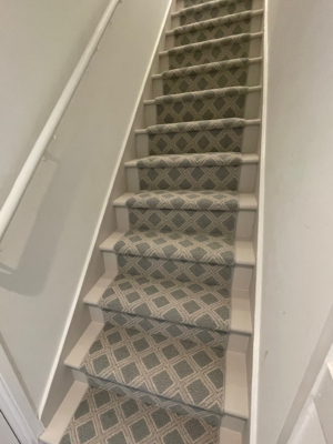 Grey diamond pattern stair runner