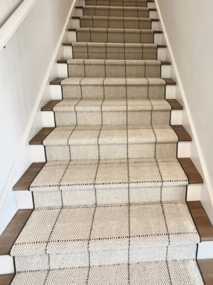 Beige patterned stair runner
